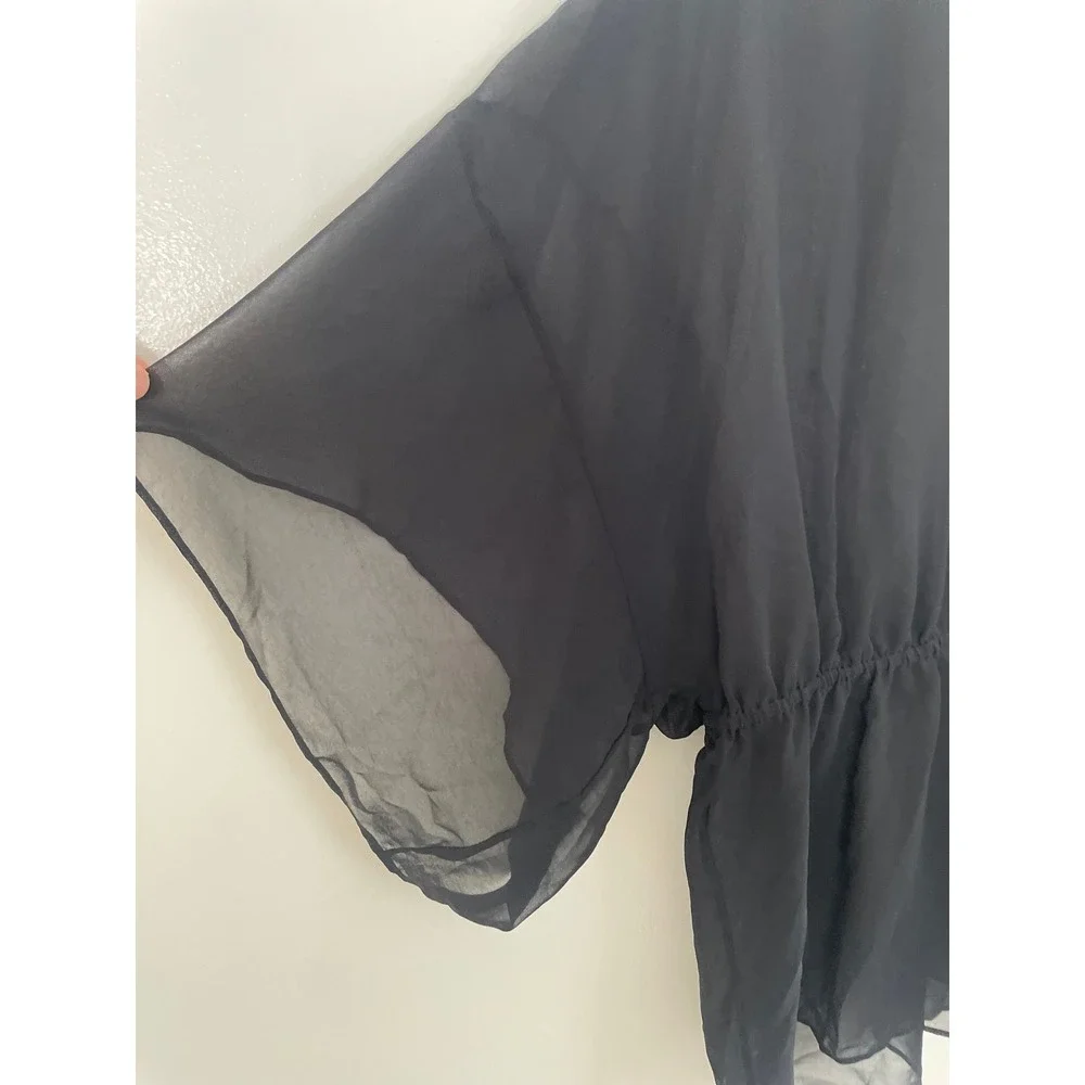 Tory Burch Blouse Top Black Margarete Sheer Kimono Whimsigoth Romantic Luxury 4